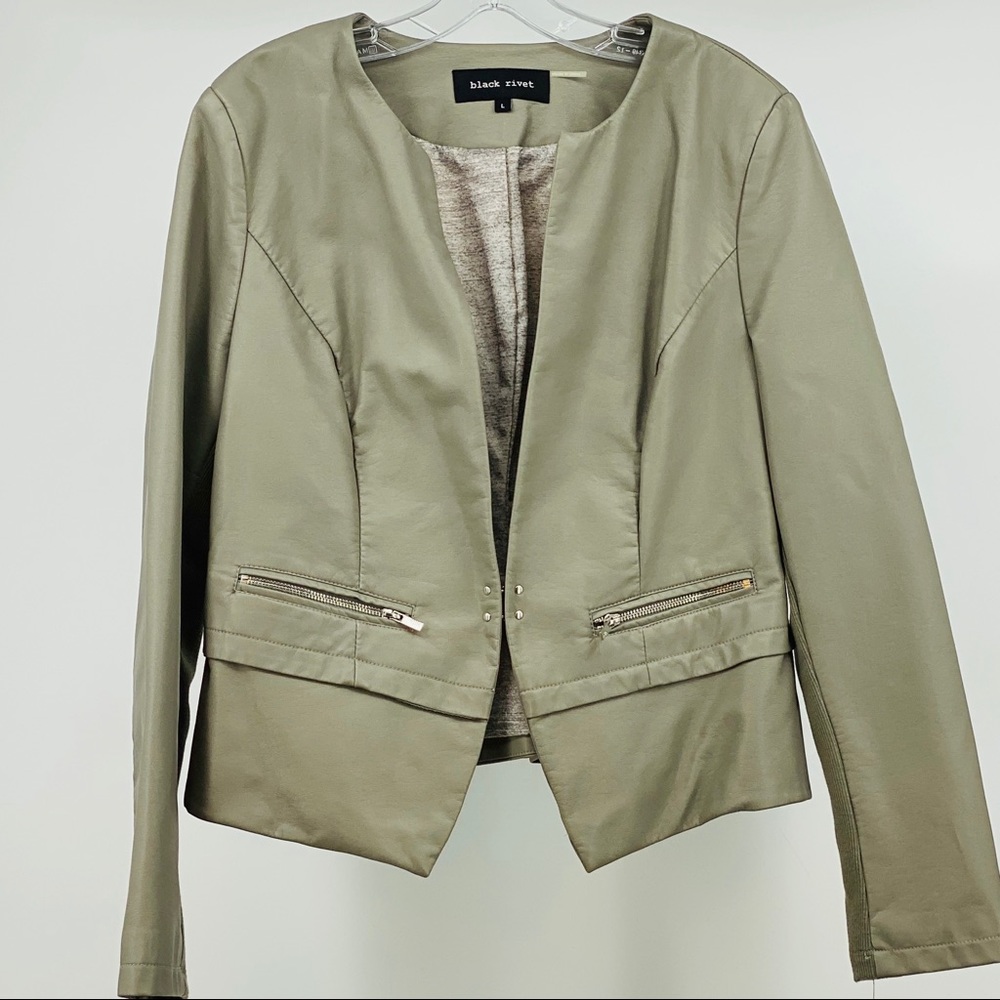 Wilson's Leather Black Rivet Leatherette Blazer - Picture 2 of 8
